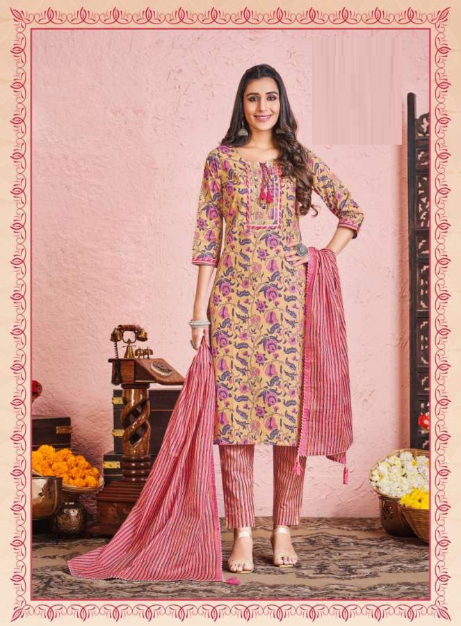 Radhika Cotton Kudi 1 Fancy Wear Designer Kurti With Pant And Dupatta Collection